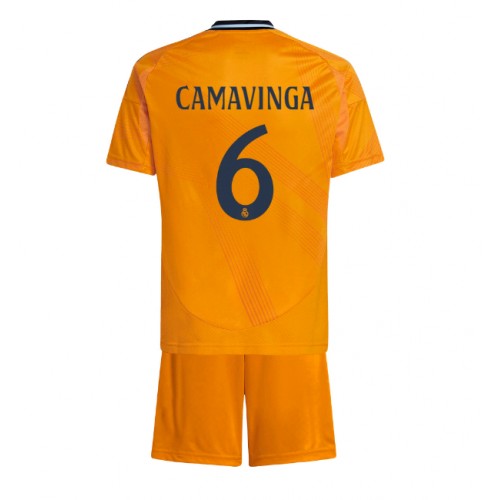 Dres Real Madrid Eduardo Camavinga #6 Gostujuci za djecu 2024-25 Kratak Rukav (+ kratke hlače)